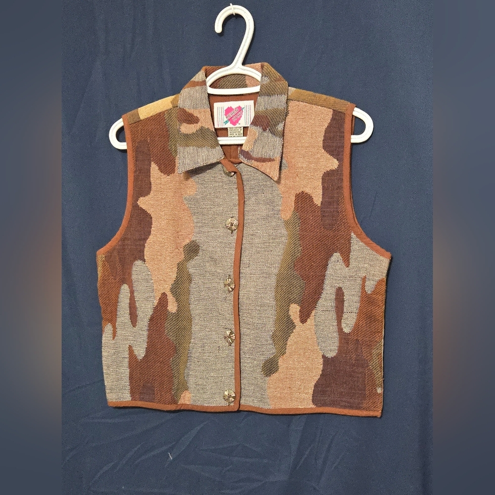 Keren Hart Vintage Southwestern Patterned Vest in Earthtones - Size S
